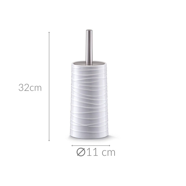 Recipient ceramic pentru perie WHITE + perie WC, ZELLER
