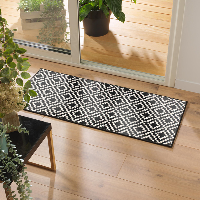 Covor de bucatarie LOSIBI, alb si negru, design scandinav