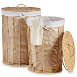 Set 2 coșuri din răchită cu capac, 76 l + 40 l