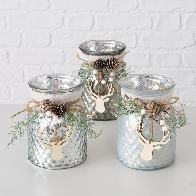 Candelabru borcan cu aranjament WILKA, înălțime 16 cm