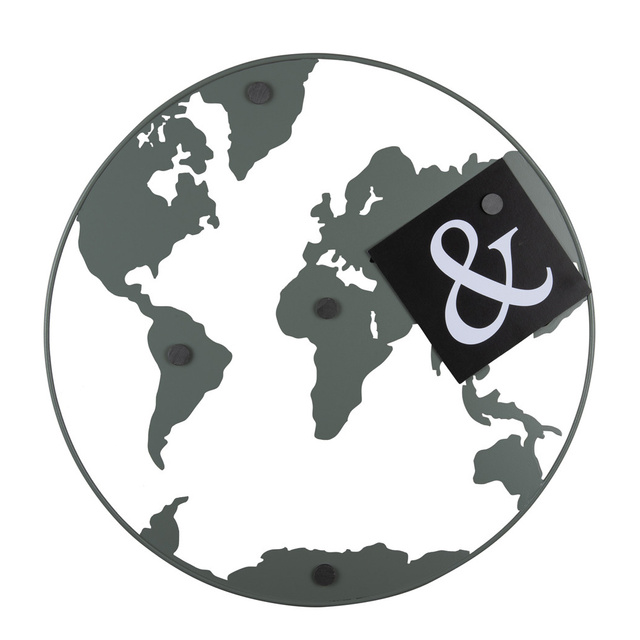 Tablou metalic, forma Pamant, WORLD, Ø 50 cm