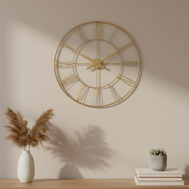 Ceas de perete în stil industrial ARATIO, Ø 70 cm, auriu