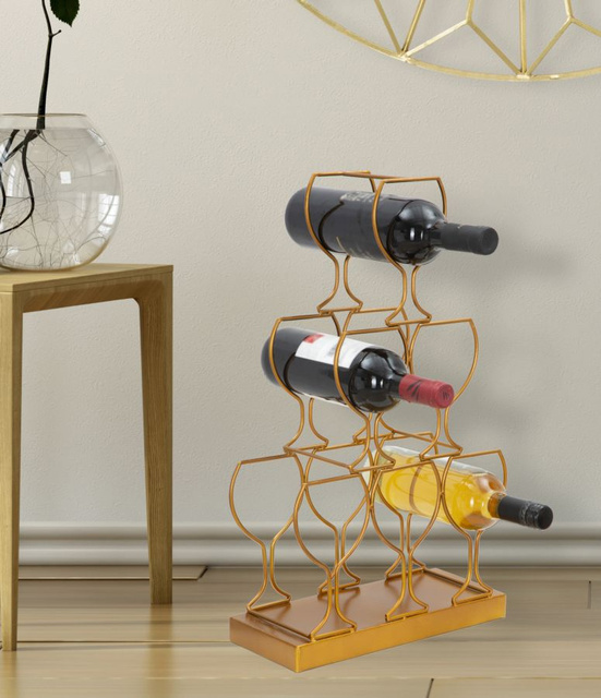 Suport pentru 6 sticle de vin, auriu, 31 x 12 x 53 cm