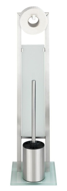 Suport pentru hârtie igienică și perie de toaletă, RIVALTA - 3 în 1, WENKO, argintiu mat.