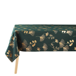 Fata de masa dreptunghiulara BLOOMY, verde sticla, ginkgo japonez auriu