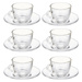 Cesti espresso din sticla cu farfurioare, 6 bucati, 85 ml