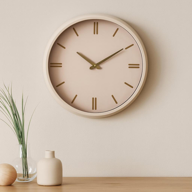 Ceas de perete EPOCH de culoare crem cu accent metalic, 38 cm