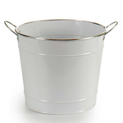 Husa ghiveci tip galeata, zinc, alb