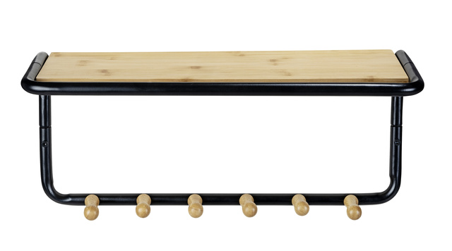 Raft de perete cârlige din bambus, 58 x 26 x 26 cm, Loft, WENKO