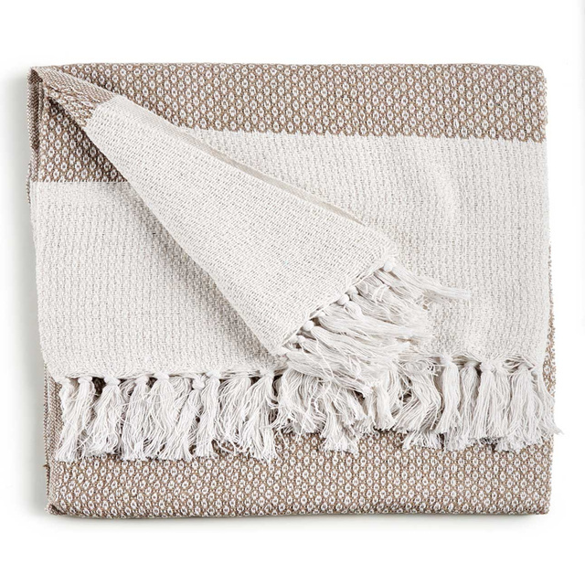 Pătură din bumbac pentru pat, 130 x 160 cm, bej