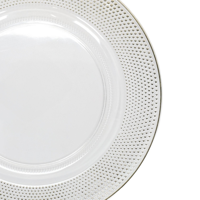 Placă transparentă cu decor auriu, Ø 33 cm