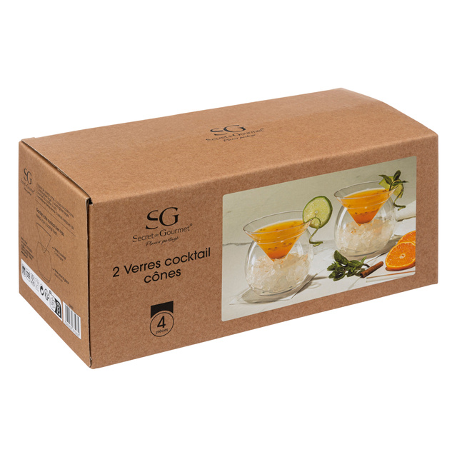 Pahare de cocktail cu bază fără picior, set 4 buc.