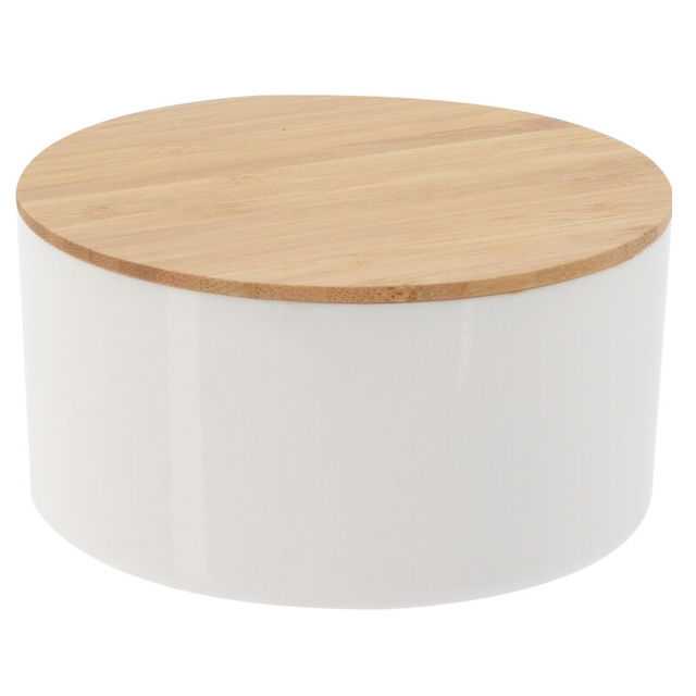 Organizator cosmetic cu oglindă, rotund, Ø 13 cm, alb