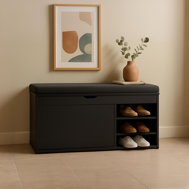 Dulap pentru pantofi cu loc de șezut și rafturi retractabile GRADIA, 100 x 34 x 50 cm