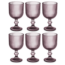 Set pahare pentru apa si vin LINES din sticla canelata, 6 bucati, 370 ml
