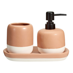 Dispenser pentru săpun și suport pentru periuțe de dinți pe suport ceramic THE PASTELS, roz