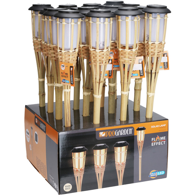Lampă solară din bambus cu lanternă încorporată, 54 cm