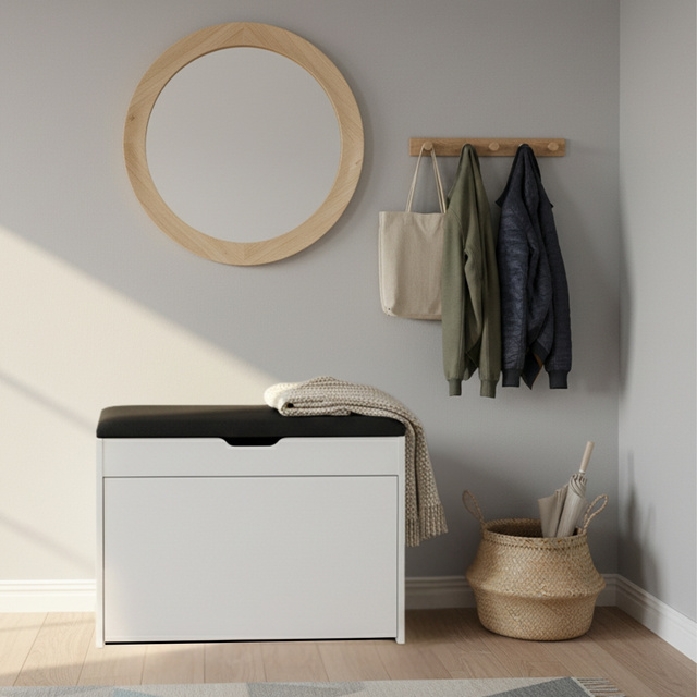 Dulap pentru pantofi cu loc de șezut și rafturi retractabile VAULT, 57 x 30 x 53 cm