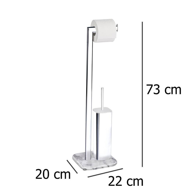 Perie WC cu suport hartie igienica Onyx, Argintiu, 73x22x20 cm, WENKO