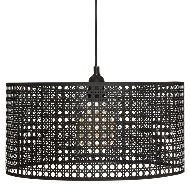 Lampă suspendată KATEL, Ø 38 cm, umbră ajurată neagră