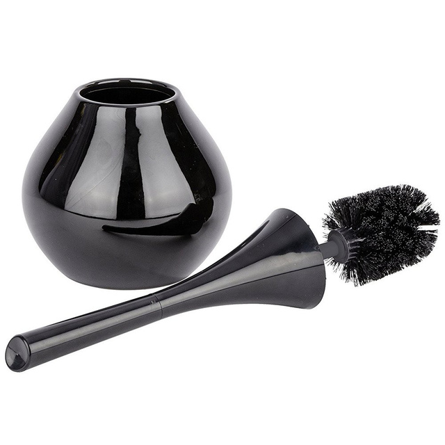 Recipient pentru perie FLAKON BLACK + perie WC, WENKO, negru