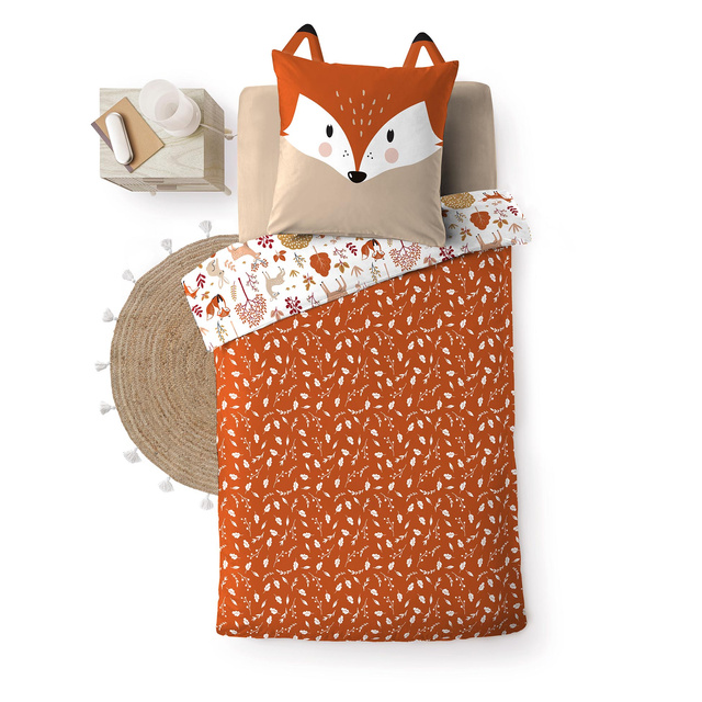 Set de lenjerie de pat pentru copii 140 x 200 cm, model cu vulpe
