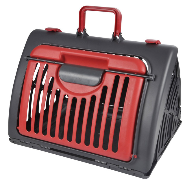 Cușcă de transport pentru pisici și câini, pliabilă, plastic, 46 x 35 x 33 cm