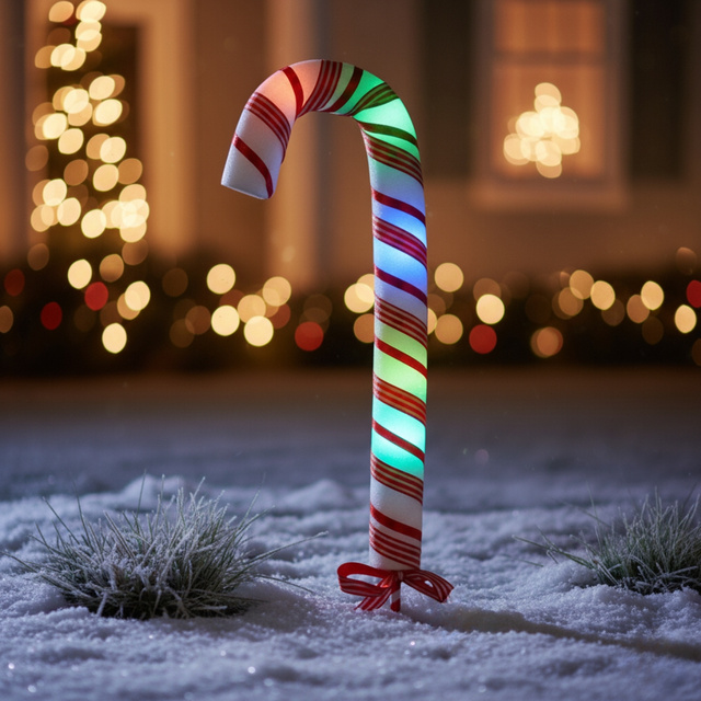 Decorațiune luminoasă în formă de baston de zahăr, 13 x 53 cm