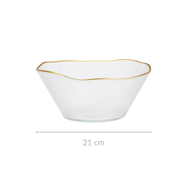Bol de sticlă cu margine aurie DATURA, 21 cm