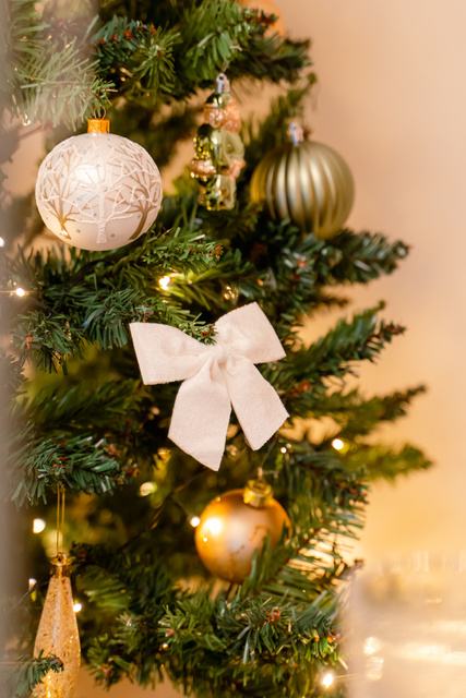 Globulet de sticlă, decor cu sclipici, Ø 8 cm