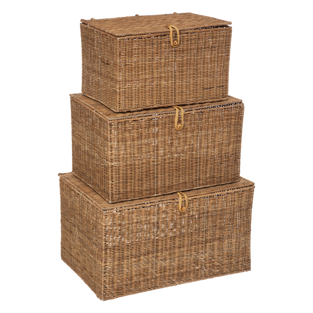Set 3 cosuri depozitare CARMEN, din rattan