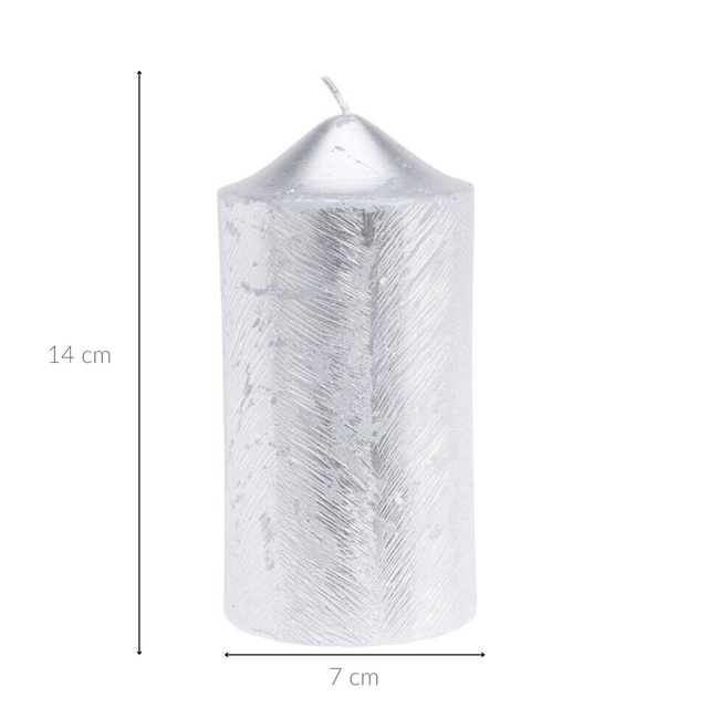 Lumânare decorativă cu model metalic, 7 x 14 cm