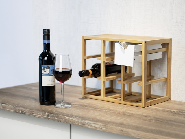 Raft pentru vinuri din bambus FINJA, culoare naturală, Wenko