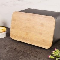 Cutie pentru paine si tocator, Negru, 37x22 cm, Five