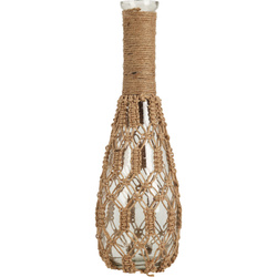 Vaza din sticla cu sfoara impletita, 30 cm