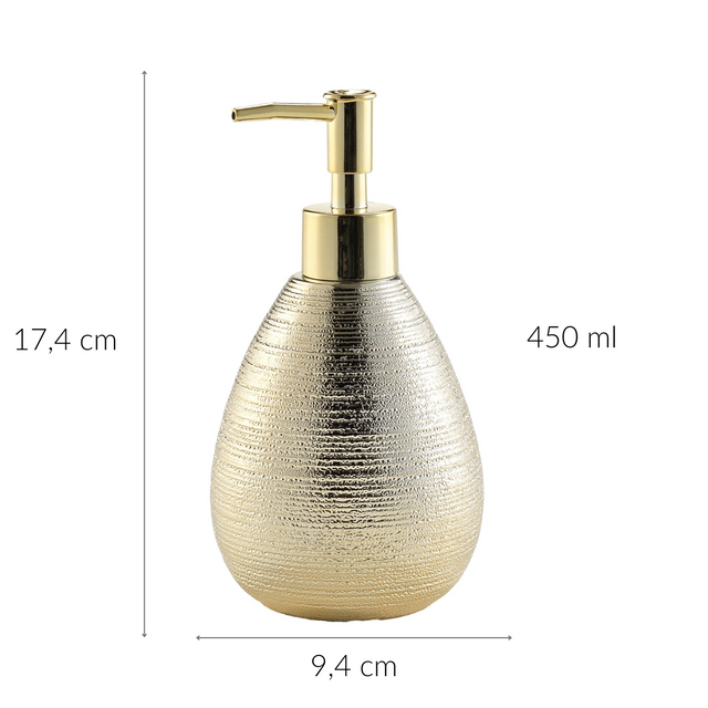Dozator metalic cu pompă aurie, TRESOR, 9 x 17 cm