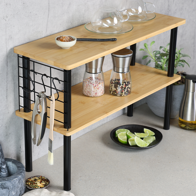 Etajeră de bucătărie din bambus pentru blat, 55 x 20 x 38 cm