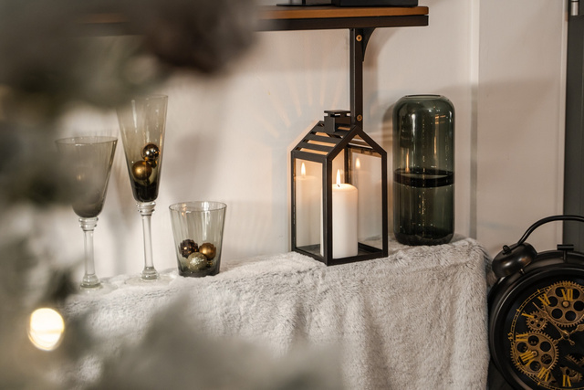 Vaza de sticlă, gri, 25 cm