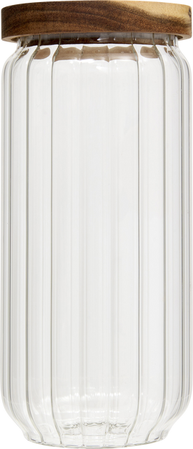Recipient din sticlă pentru alimente HARMONY cu capac din lemn, 1000