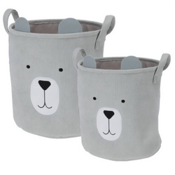 Coșuri pentru jucării CUTIE cu mânere, din catifea, 2 bucăți