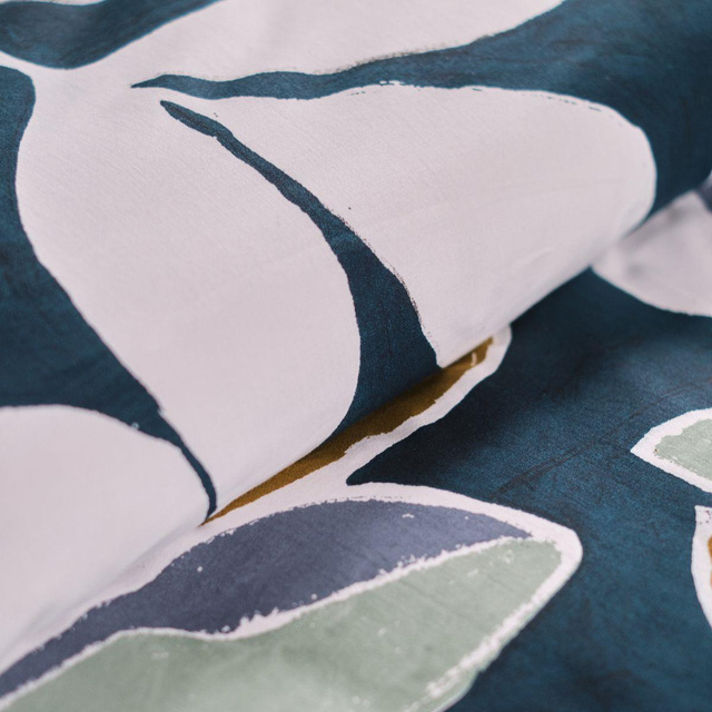 Set lenjerie de pat din bumbac Leaves, reversibila, 220 x 240 cm