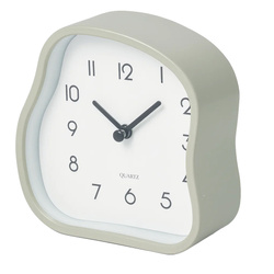 Ceas de masă AMORPH cu formă organică, cu față din sticlă, 12 cm, gri