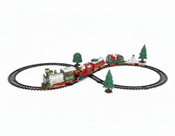 Trenuleț sub brad cu locomotivă și sania lui Moș Crăciun, 22 de elemente