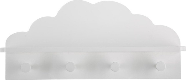 Raft cu 4 umerașe CLOUD, 48 x 22 x 12 cm, alb