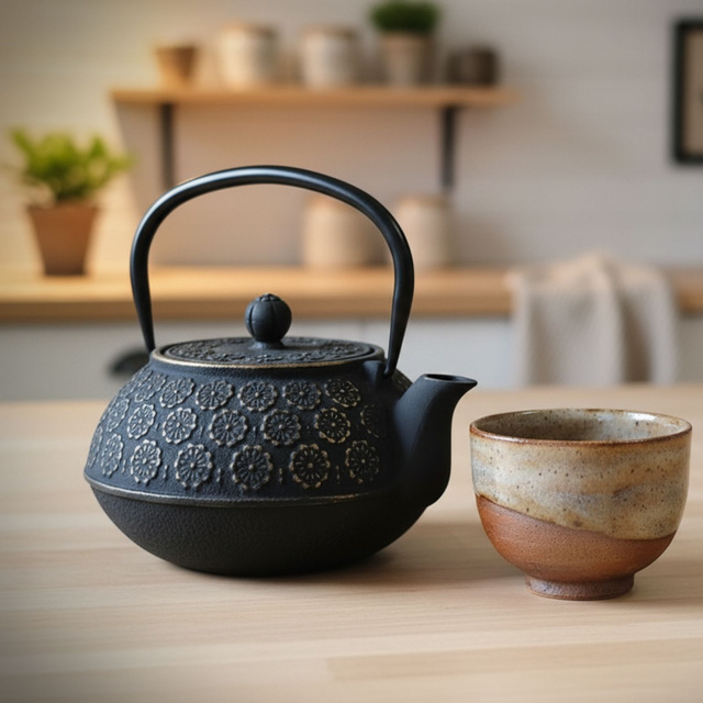 Ceainic din fontă cu infuzor KUMO, 1000 ml, negru