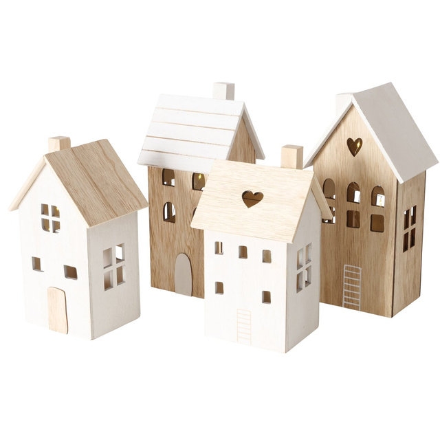 Decor lemn cu iluminat, 2 case, ALDEA