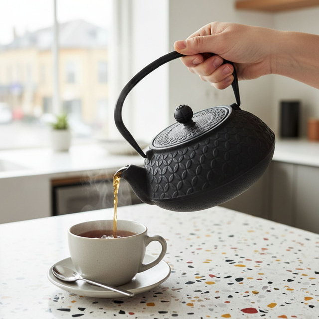 Ceainic din fontă cu infuzor SABI, 1000 ml, negru