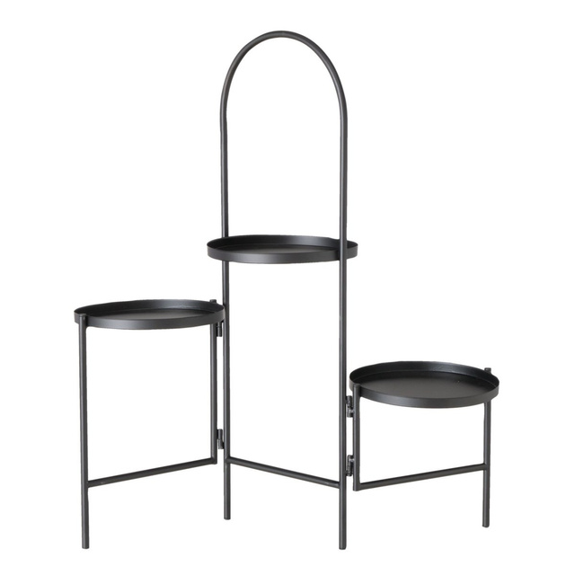 Suport pentru flori, trei niveluri, negru, 68 cm