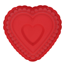 Tava de copt din silicon in forma de inima, 25 x 16 x 7 cm