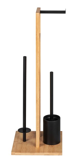 Suport pentru hartie igenica si perie WC RIVALTA, 3in1, bambus, WENKO
